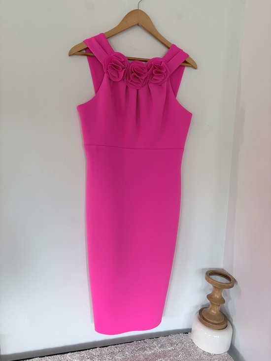 Jason Wu Dresses & Skirts - JW JASON WU M Bright Pink Dress Bodycon Sleeveless Floral Rosettes Cocktail